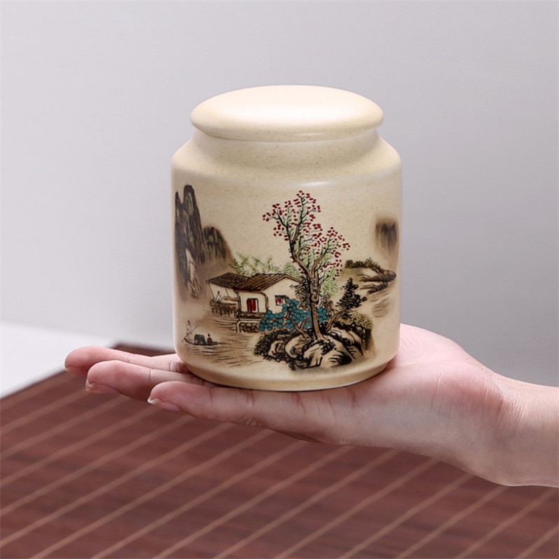 Ceramic Tea Caddies Tea Can Chinese Kung Fu Canister Tea Set Accessories Storage Jar Food Container Home Office Teaware