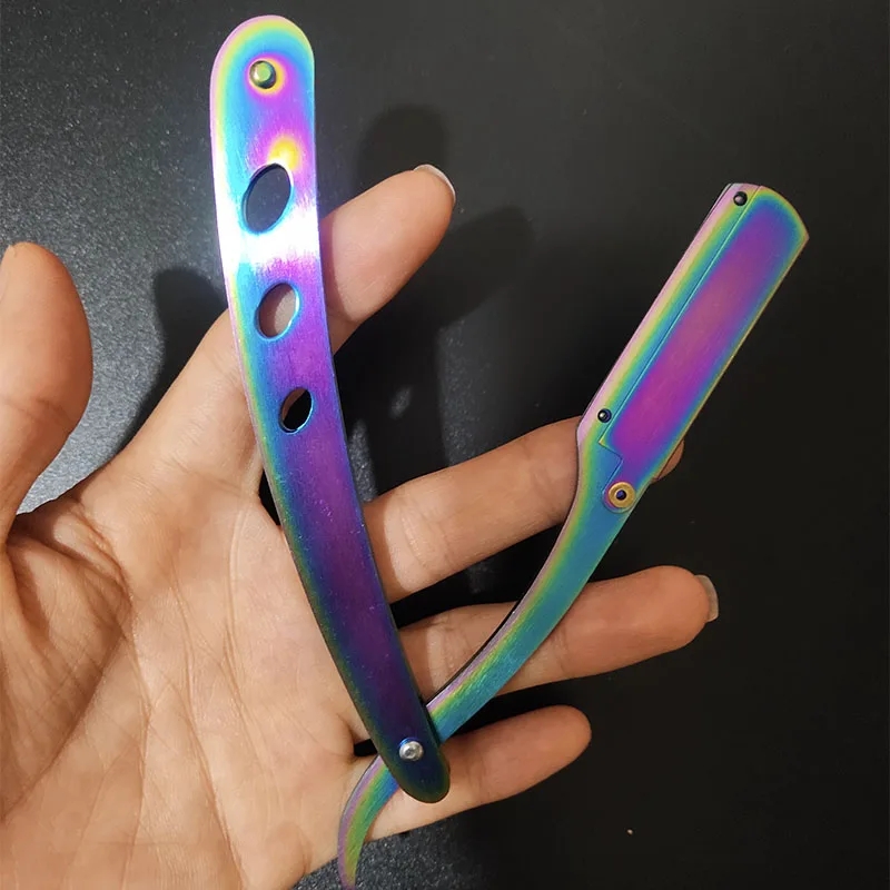 Barbershop Men's Shaver Straight Edge Barber Razor Knives Manual Beard Shaving And Care Replaceable Blades Shavette For Men: Brown