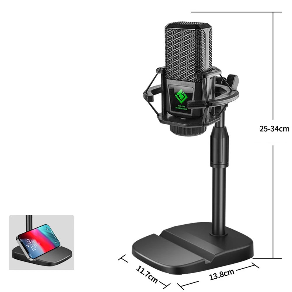 Soporte de micrófono ligero, trípode de escritorio, soporte de mesa portátil, Clip, soporte de micrófono ajustable con Kit de Base multiusos: Grey