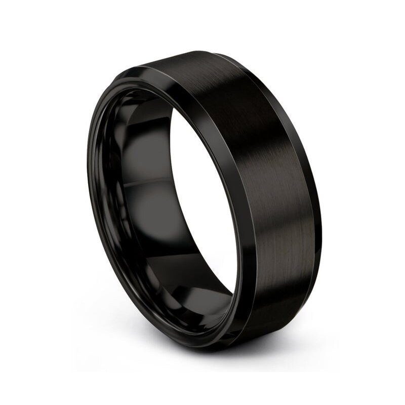 Klassische herren 8mm Schwarz Edelstahl Ringe Gebürstet Oberfläche Hochzeit Band unisex Engagement Schmuck Größe 6-13