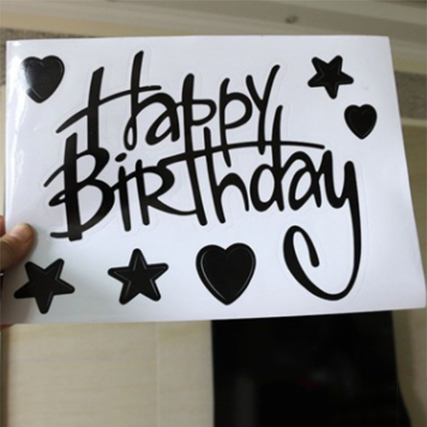 Gelukkige Verjaardag Ballon Decal Aluminiumfolie Ballon Decoratie Stickers Scrapbooking Craft Feestartikelen SEC88: WHITE