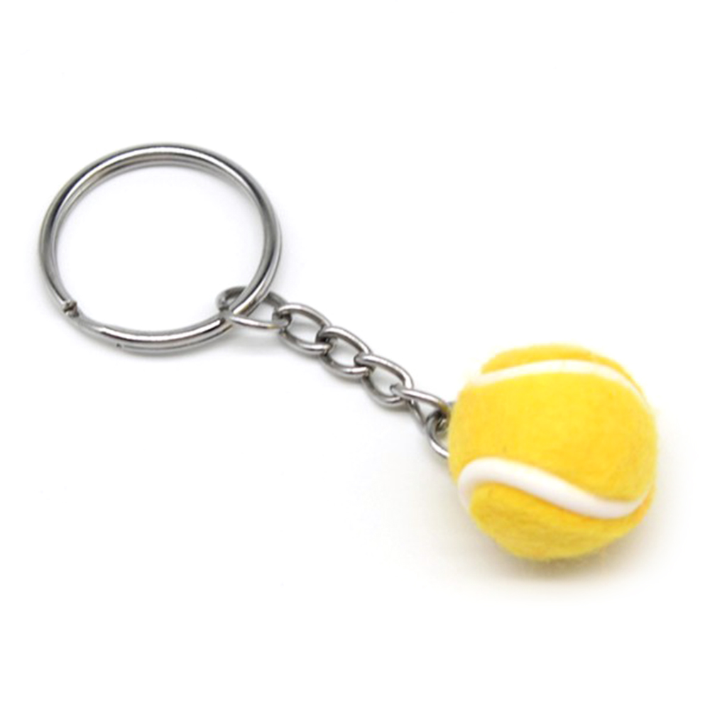 Mini tennisbold nøglering nøglering tennisracket nøglering - sød sport mini nøglering bil vedhæng nøglering sport nøglering: Gul 3.8cm