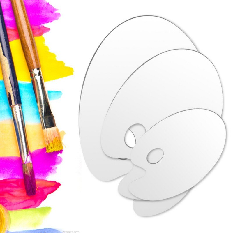 Transparent Paints Tins Box Palette Painting Storage Paint Tray Palette Acrylic Paint Palettes With Thumb Hole Oval Paint Tray