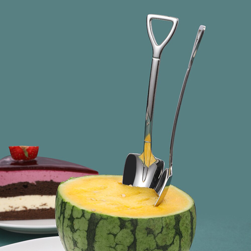 Rustfritt stål jern spade skje kaffe is skje engineering spade retro søt firkantet hode skje kjøkkenutstyr