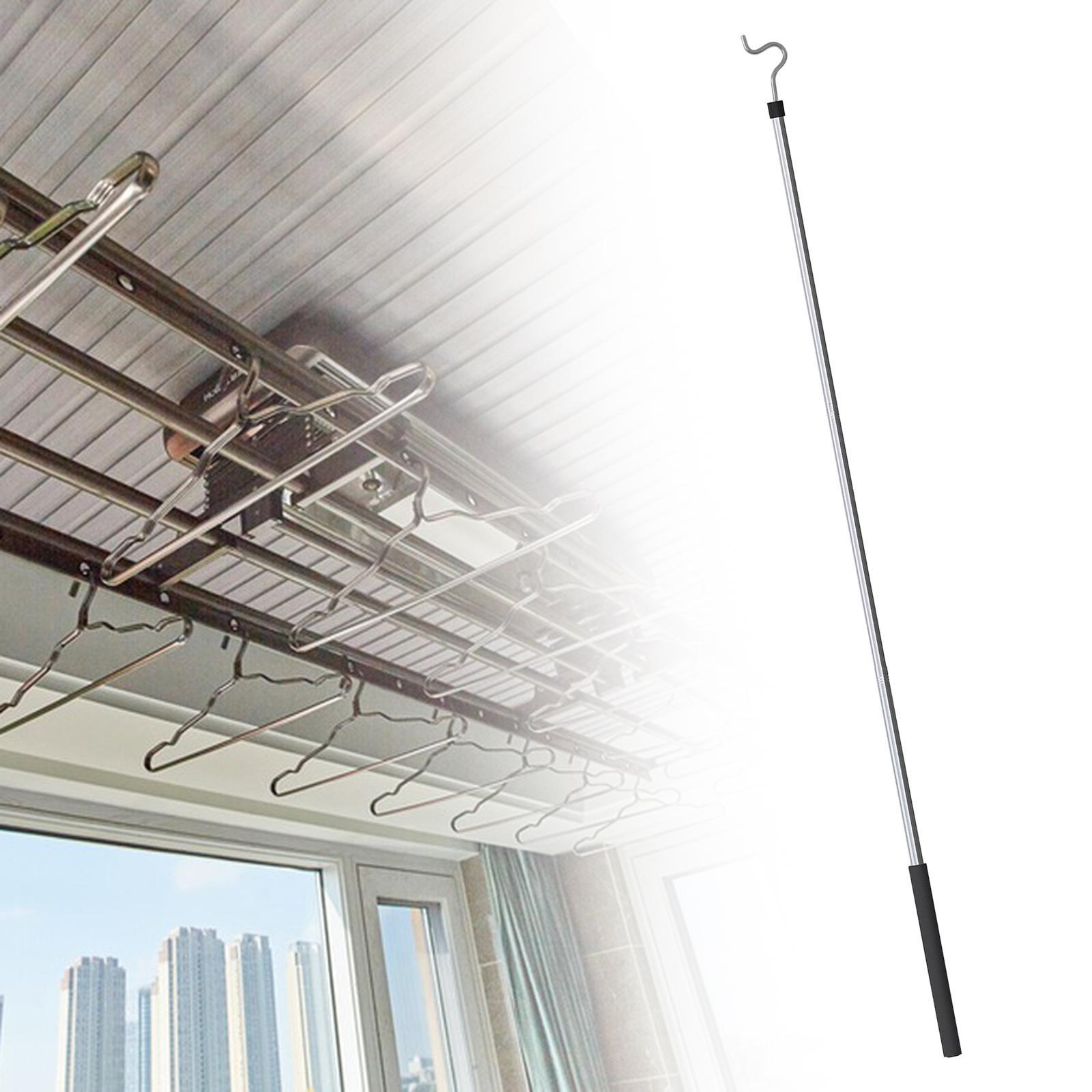 Kledingrek Haakpaal Om Hoge Hangers Te Bereiken Kast Bereiken Paal Roestvrijstalen Verstelbare Verlengpaal Met Haak 129Cm Lang