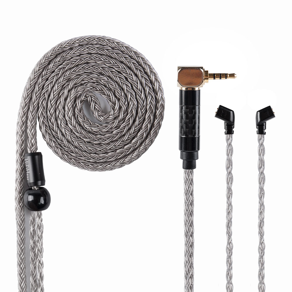 HiFiHear Audio Cable - 16 Core Plated Silver - MMCX/2Pin Connector - 4.4/3.5/2.5mm Plug