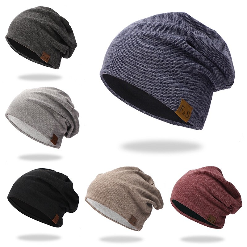 Gorros de esquí para hombre y mujer, gorro informal de esquí, tejido elástico térmico ligero, cálido, de algodón, para otoño