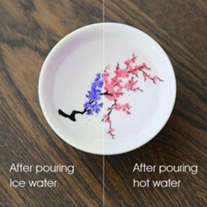 Japanese Magic Sakura Cup Cold Temperature Color Changing Flower display Sake Cup Ceramic Tea Cup Tea Bowl
