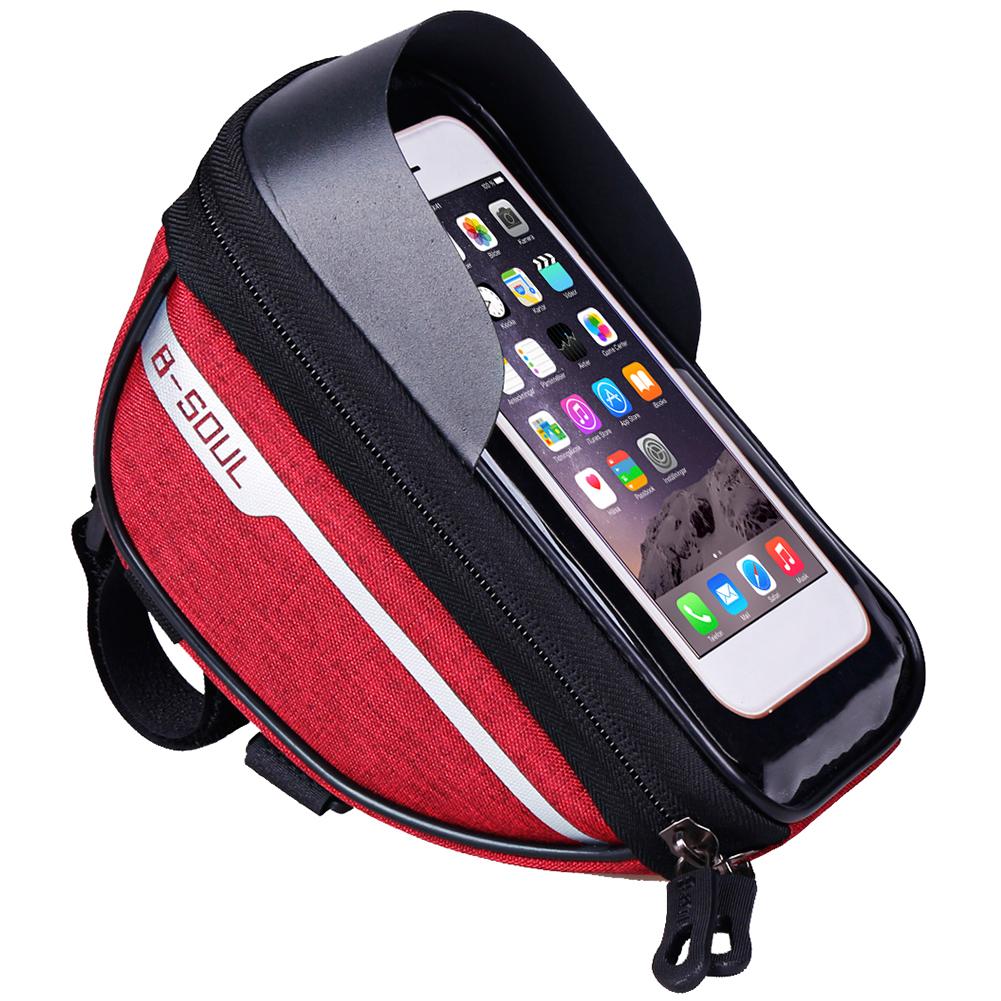 Fietsen Fiets Hoofd Buis Stuur Cell Mobiele Telefoon Bag Case Houder Case Fietstas Waterdichte Touchscreen Polyester Bike: A-Red