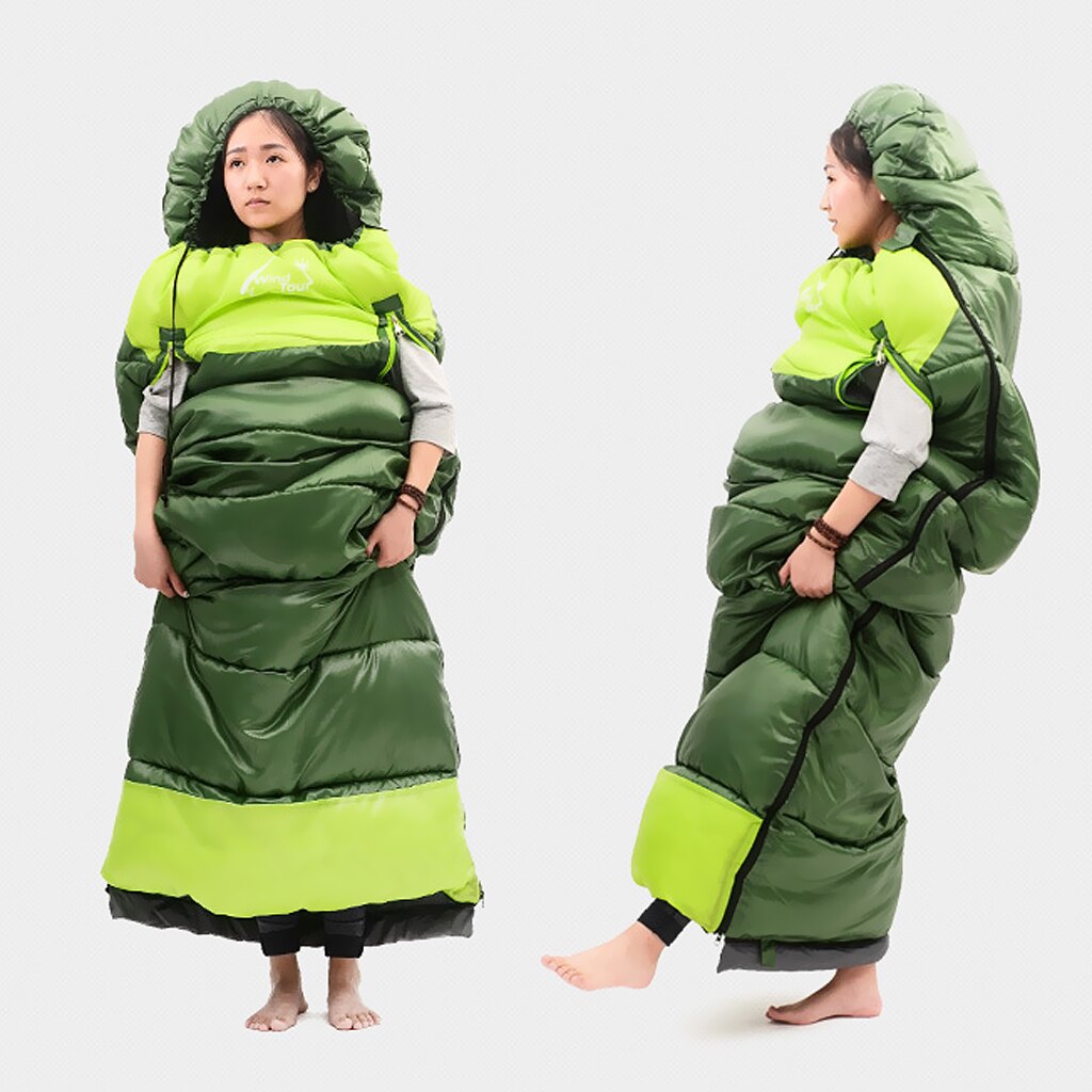 ﹣ 10 ℃ ~ 15 ℃ hohl Baumwolle Schlafsäcke Spleißen 3-4 Jahreszeiten Umschlag Typ Ultraleicht mit Kompression sack: Army Green Left