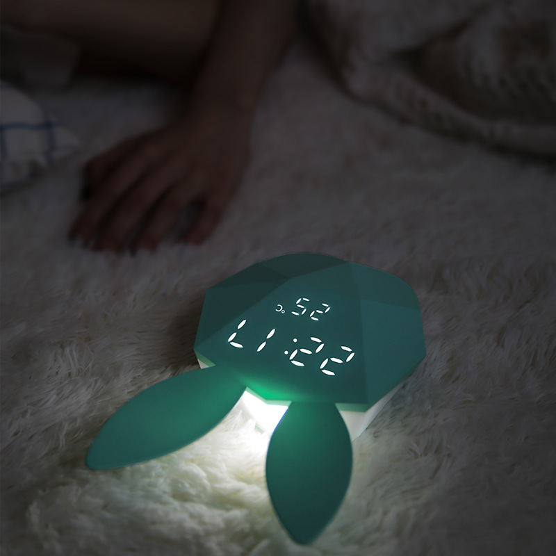 Smart Bluetooth Konijn Wekker Voice Control Nachtlampje Multifunctionele Klok Temperatuur Display Usb Lading Mute Klokken
