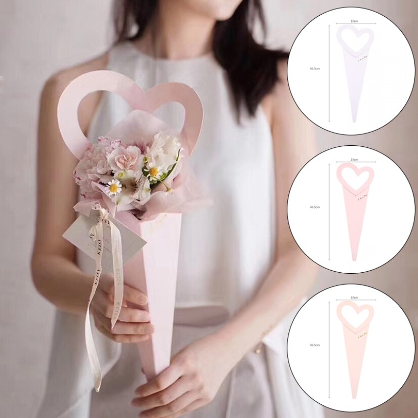 Flower Packing Box Love Portable Rose Arrangement Box Paper Bags For Packaging Single Bunch Romantic Decorate Desktop