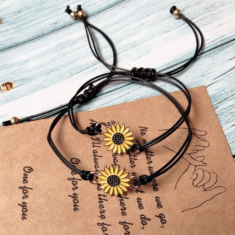 2 stück Legierung Einstellbar gewebte Armbinde Sonnenblumen Sonne Blume Gänseblümchen Armbinde Einstellbar Gewebt Armbinde Liebhaber Schmuck