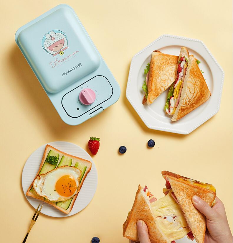 220V Portable Mini Electric Waffle Maker Non-stick Household Sandwich Bread Baker Machine With 2 Plates
