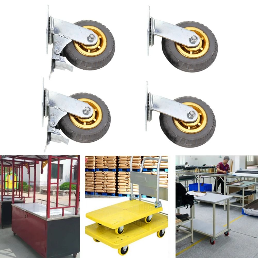 Noiseless Furniture Caster Heavy Loads Transporter Swivel Caster With Brake Rubber Roller Wheel Tire Trolley Chair Mover