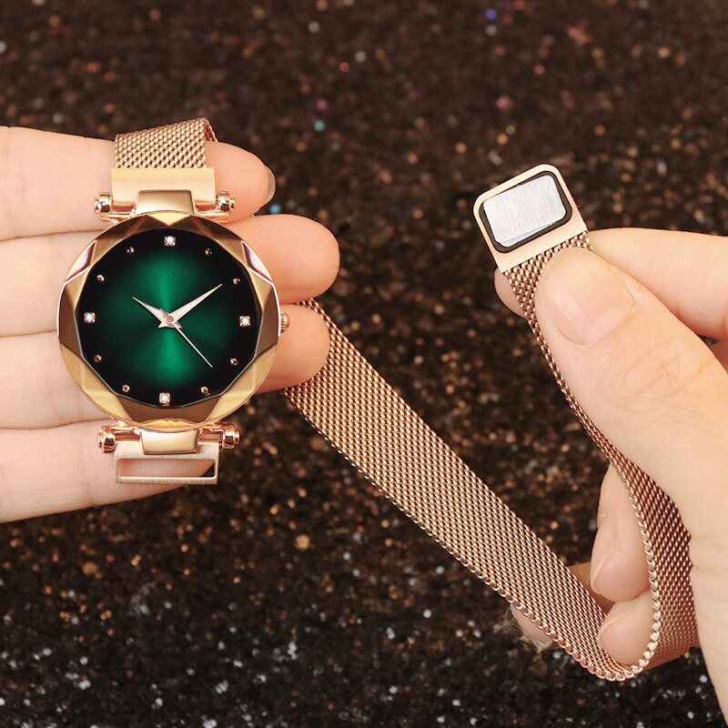 Kvinder ur magnet spænde armbånd ur kvinder luksus diamant kvinders ure kvarts ur damer armbåndsur