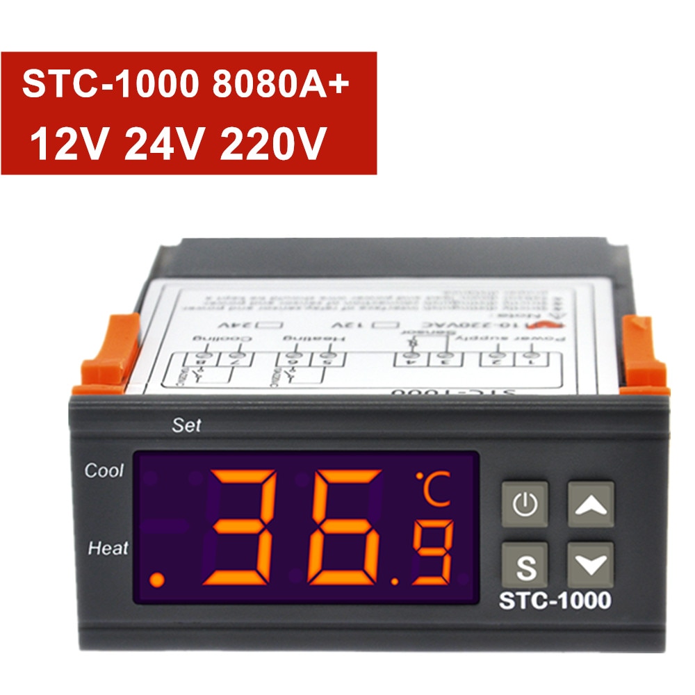 Stc -1000 8080a+  digital temperaturkontroller 12v 24v 220v automatisk timing avriming intelligent termostat alarmfunksjon 40% av