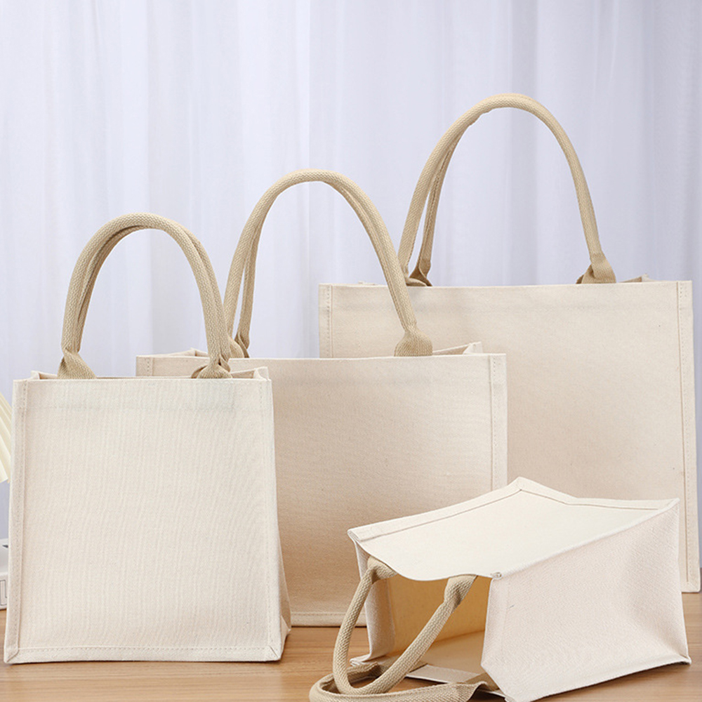Bolsa de compras de lona, bolsos portátiles ecológicos de hombro, bolsa de almacenamiento de algodón, bolsa de comestibles de arpillera, rápido, bolso de arpillera