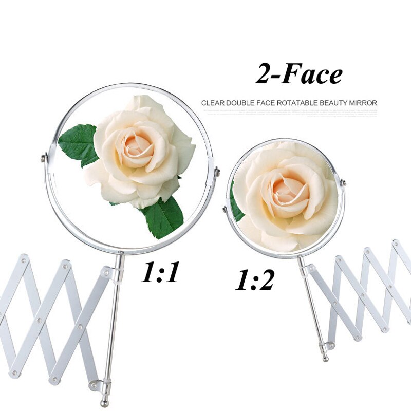 Seinä meikki peili seinälle 1x/2x 360 pyörivä säädettävä kaksipuolinen vapaa suurennuslasi kosmeettinen käsivarsi ulottaa kylpyhuoneen peili