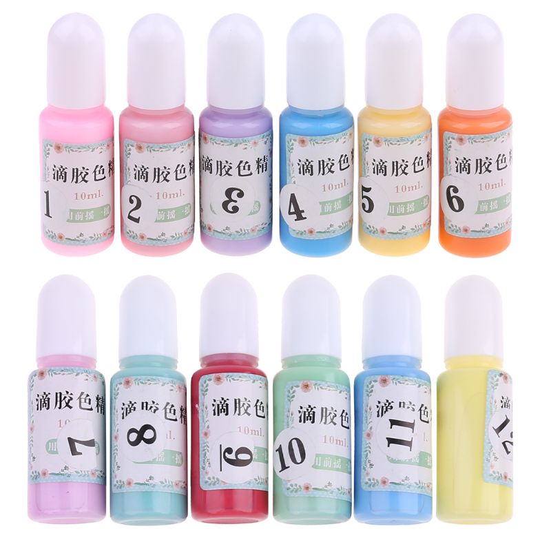 12 flasker flydende macaron slik farve harpiks pigment farvestof harpiks epoxy smykker diy