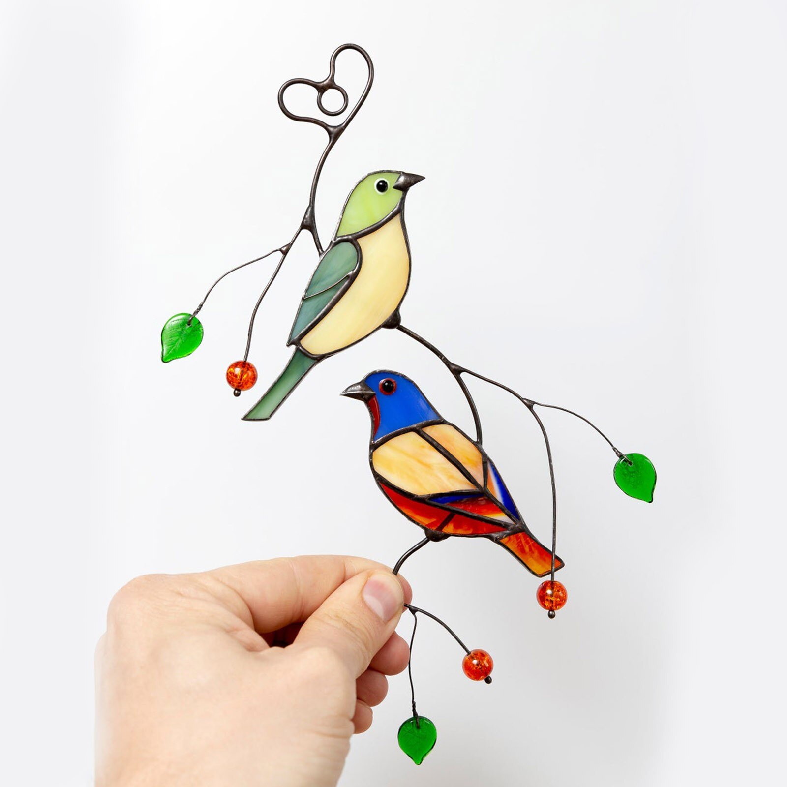 Mini Stained Bird Glass Window Hangings Acrylic Wall Hanging Birds Decor Room Accessories Scandinavian Ornaments Decor D16