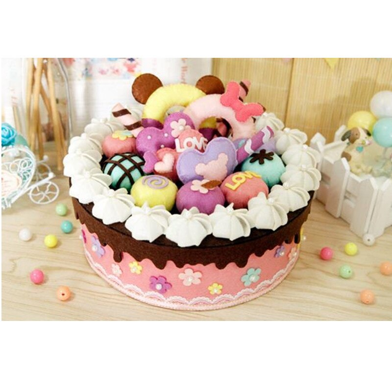 Śliczne DIY szycie zestaw filcowy materiał robić rękodzieła czuł Diy rękodzieło słodki tort urodzinowy schowek filcowania zestaw włóknina rękodzieło