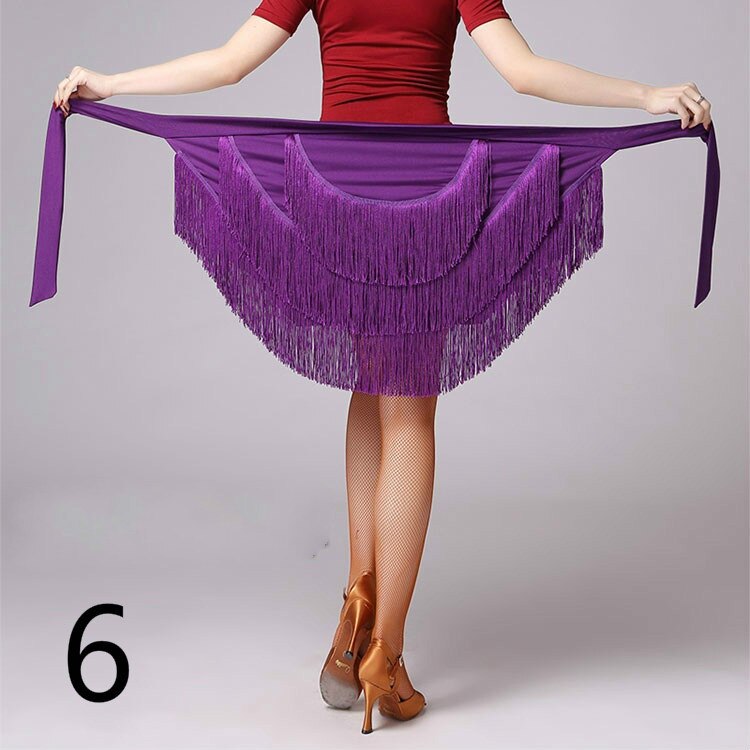 Latin Dance Skirt For Women Fringe Tassel Hip Scarf Latin Dancing Skirt Wrap Ballroom Competition Practice Latin Dress