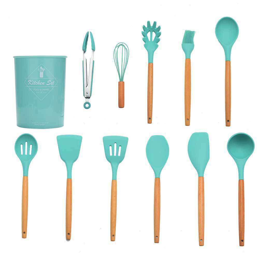 12/6 pièces Silicone cuisine ustensiles de cuisine outils ensemble spatule pelle cuisson ustensiles de cuisine ustensiles de cuisine accessoires de cuisine Gadgets: Aquamarine
