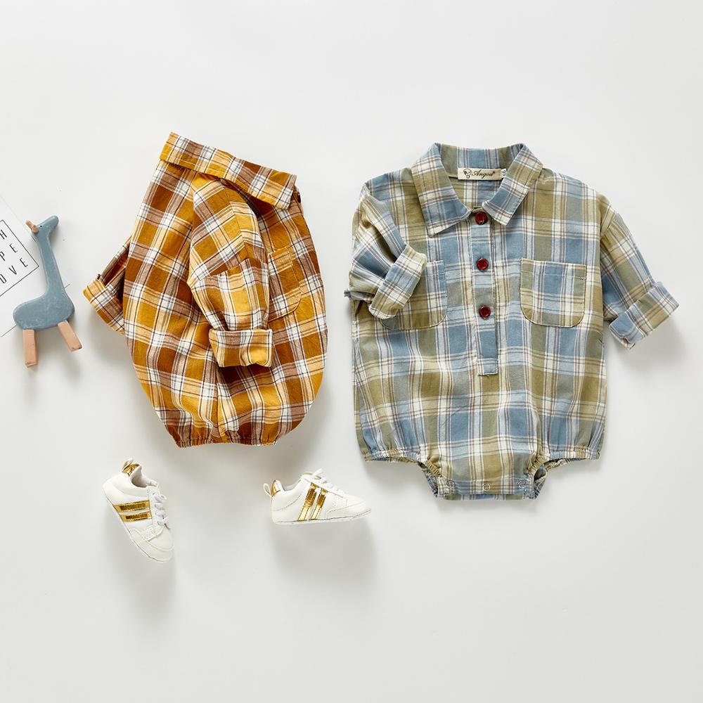 Milancel spring jongens jongenskleding geruite bodysuit met lange mouwen baby jongenspak