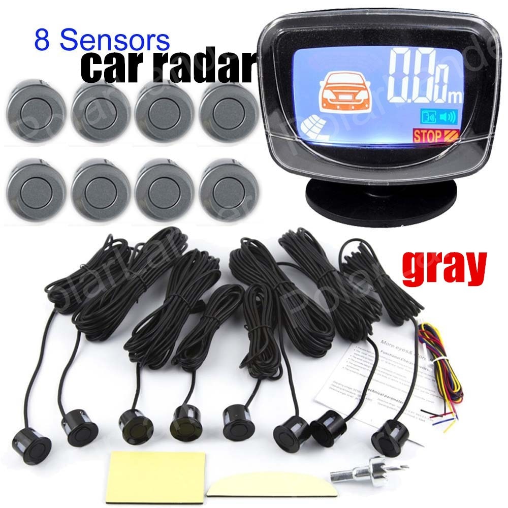 Auto Parkeersensoren 8 Sensoren Voor Achter Voor Reverse Backup Radar Detector Alarm Systeem Lcd Display Monitor 9 Kleuren Te kiezen