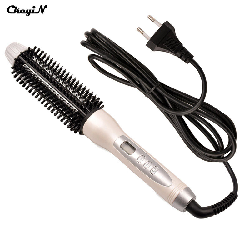 CkeyiN LCD Display 2 In 1 Ceramic Hair Straightener Comb Hair Curler Curling Roller Beauty Care Iron Brush Styling Tools 41