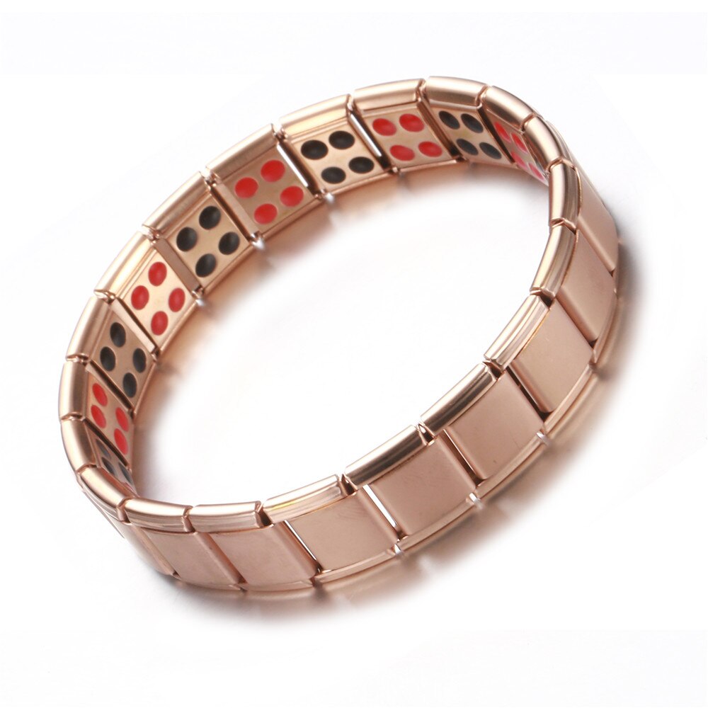 Vrouwen Polsband Rvs Elastische Verstelbare Zwart Rose Goud Kleur Germanium Magnetische Armband Voor Mannen Gezondheid Sieraden: 13mmrosegold