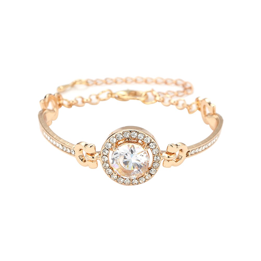 GlitteryCharm Bracelet Women Rhinestone Simple Bracelet Bangle Hand Chian Bracelet Jewelry Glittery: Gold