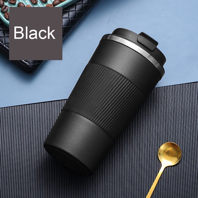 Thermos Coffee Mug Cup 304 Stainless Steel Insulated Tumbler Vacuum Thermos Cup Travel Cup for Cold Ice Drinks: 510ml / Black- thermos cup