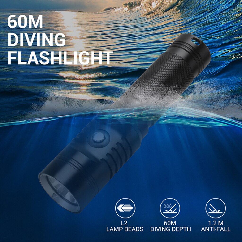 Lampe-Torche de plongée Sports Nautiques LED Étanche PLONGÉE Tactile Lampe Lumineuse Superbe Rechargeable Lampes de Poche: Flashlight Battery