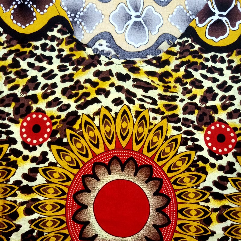 Plus størrelse leopard print bomuld afslappet lang kjole kvinder efterår rund hals afrikanske dashiki tøj med tørklæde
