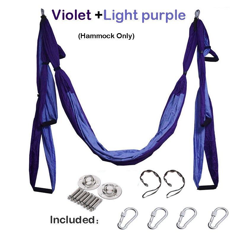 Anti-Gravity Yoga Hangmat Gym Sterkte Inversie Antenne Tractie Swing Yoga Riem Set: Violet L Purple