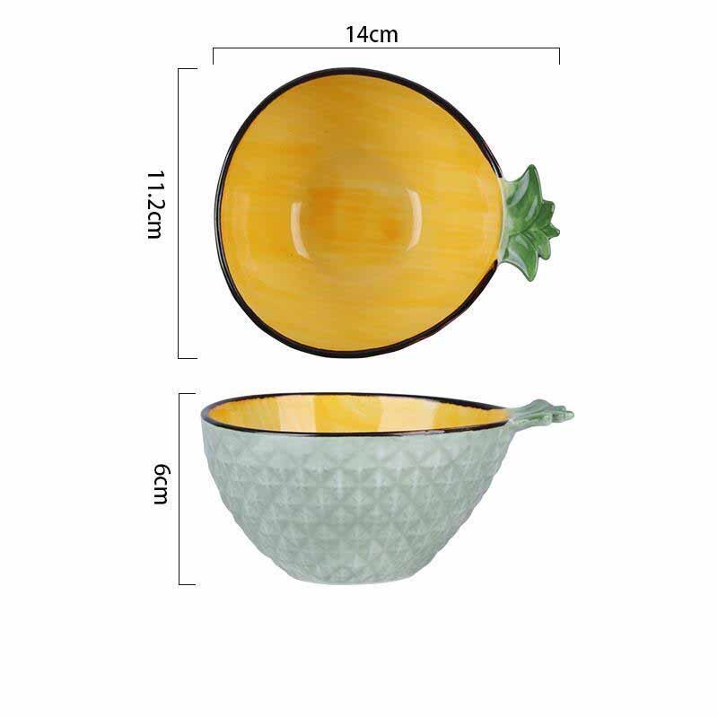 Ceramic Salad Bowl Pineapple Bowl Plate Home Decor Tableware Cute Soup Noodle Bowl Fruit Plate Kitchen Organizer: 5.5inch