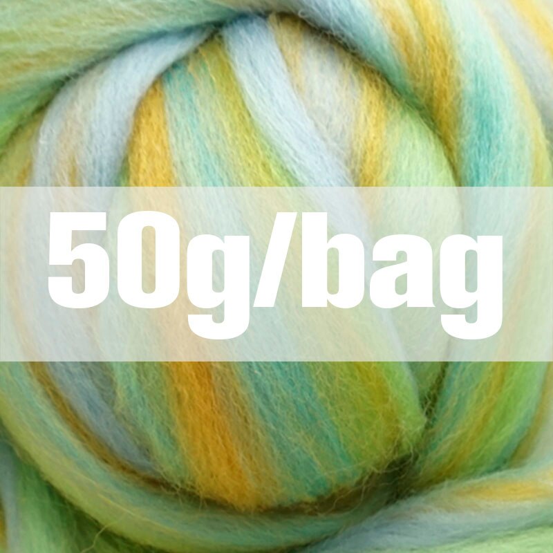 Extra Fijne kleur mengsel Merino Wol roving fiber blended wol 50G Perfect in Nat en naaldvilten y03: 50g