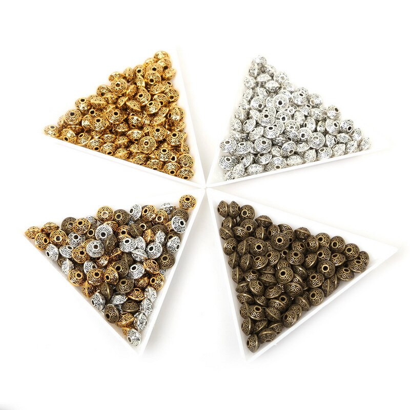 50 stuks tibetaanse ronde ovale metalen kralen voor het maken van sieraden, doe-het-zelf zinklegering bedelaccessoire voor het maken van sieradenarmbanden