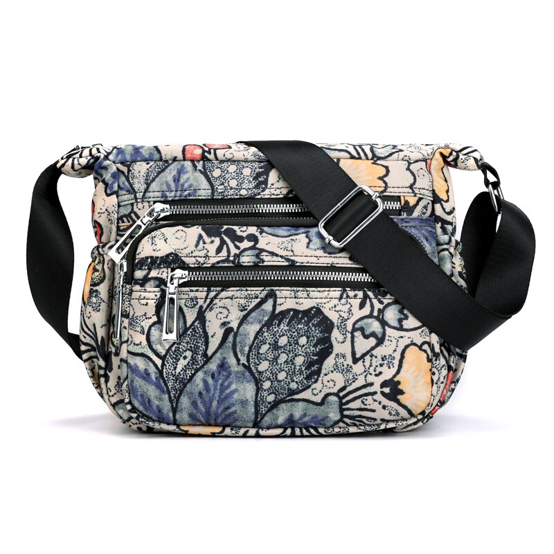 Nylon Shoulder Bag For Women Waterproof Multi-pocket Zipper Messenger Bag Flower Travel Purses And Handbags Bolsa Feminina Sac: 4