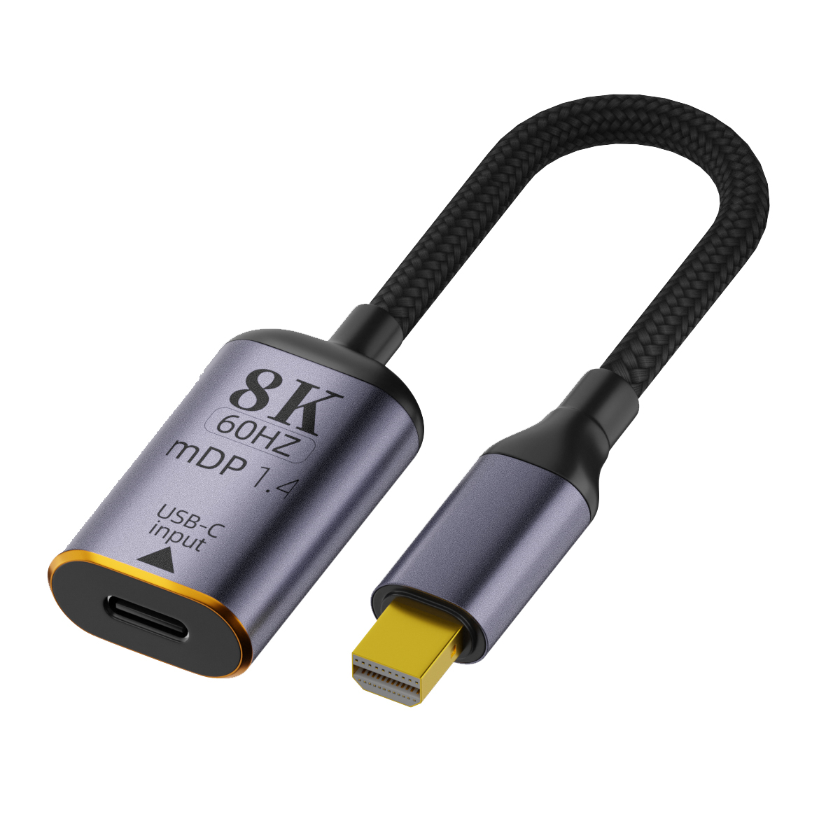 Adaptador de vídeo Premium HD 8K @ 60Hz compatible con HDMI 2,1 a USB-C, convertidor macho a hembra tipo C toDP/Mini DP HD, para ordenador portátil, TV, HDR
