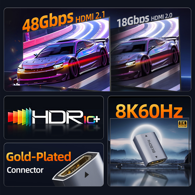CABLETIME 8K przedłużacz HDMI żeński na żeński przedłużacz adapter audio do monitora PS5 Roku Stick HD 2.1 złącze 8K