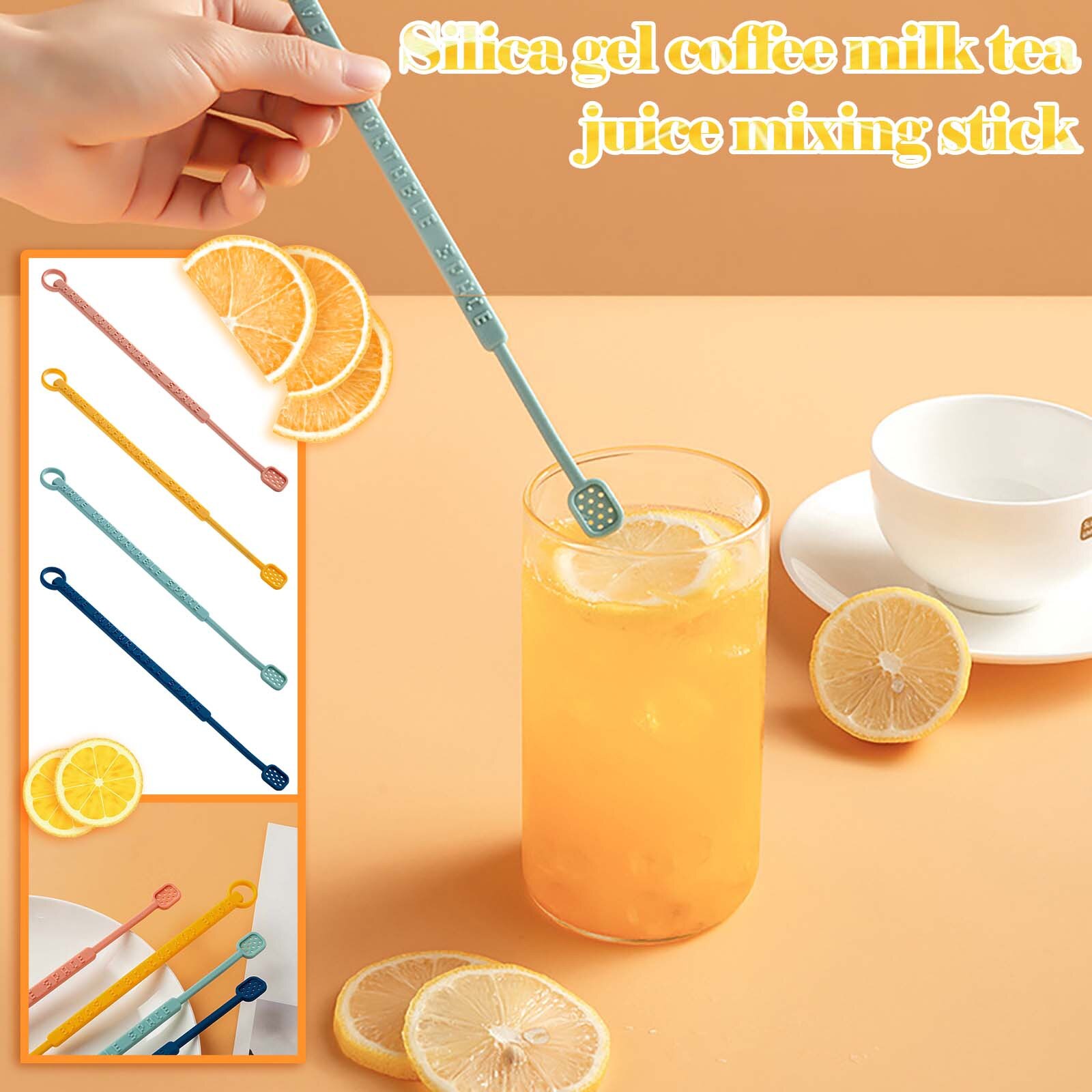 Bâton d'agitation en Silicone cuillère à café bâton d'agitation de jus de thé au lait à longue poignée