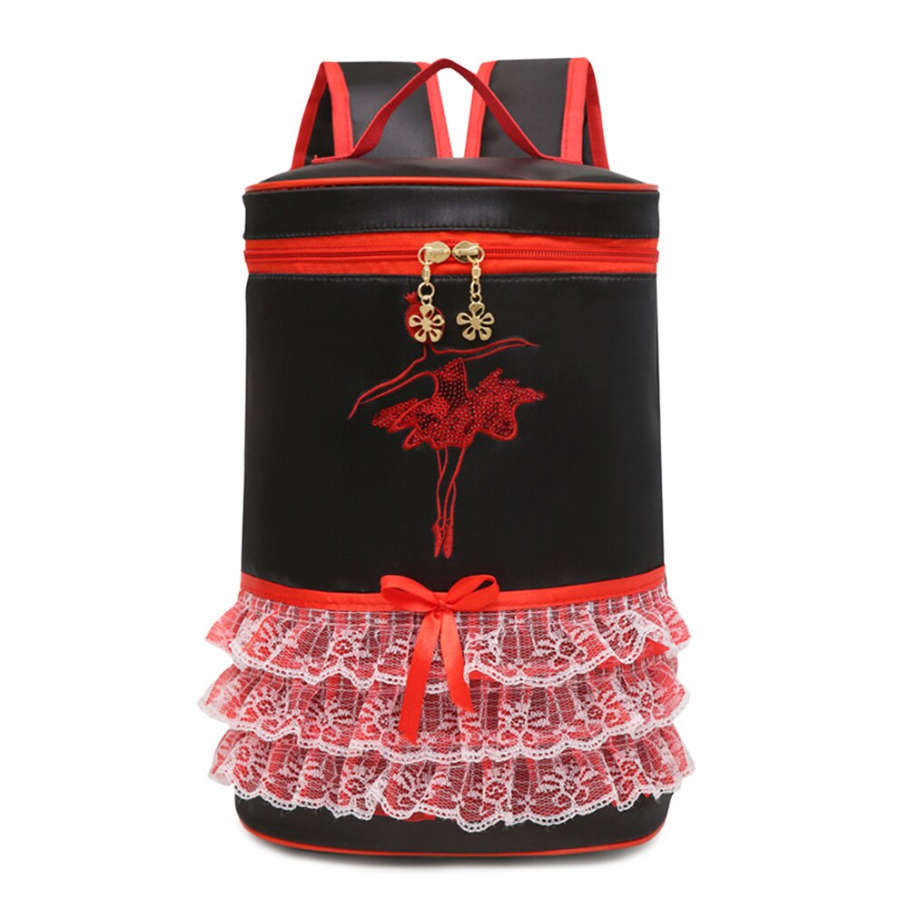 Girls Ergonomic Cute Bow Tie Ballet Dance Lace Backpack Adjustable Strap Kids Latin Dance Tote Bags Costume Clothes Shoes Dress