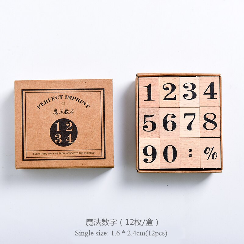 Jianwu vintage måned uge planner stempel grundlæggende funktion serie digitalt symbol stempel træ diy forsegling papirvarer kontorartikler: Magiske tal