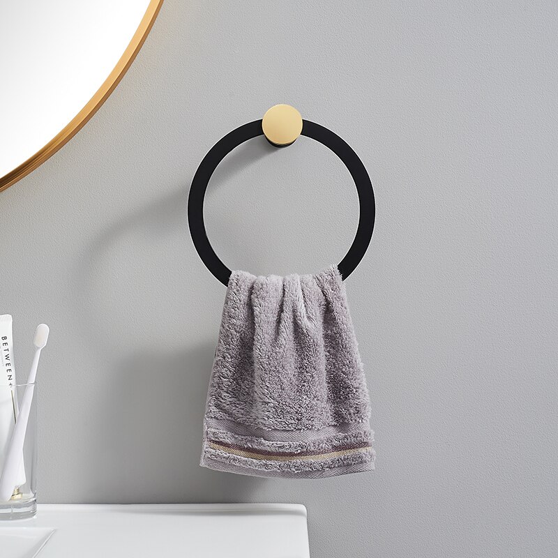 Handdoekenrek Ring Gratis Geperforeerde Ring Handdoek Handdoek Nordic Creatieve Golden Badkamer Handdoek Ring Ring Gold Dyuihr: S001