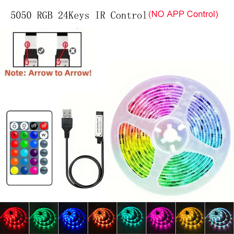 Bande LED RGB 5050 Bluetooth - Contrôle Par Appli - Alimentation 5V/USB - Intérieur