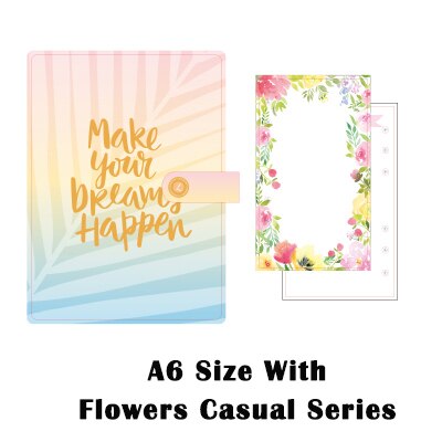 Lovedoki Dokibook A5 A6 notebook planner notebook Diary Agenda Pink gold Kawaii diy Organizer stationery: A6 Flowers Casual