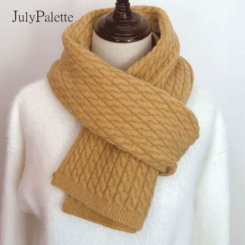Julypalette Solid Twist Sjaal Vrouwen Herfst Winter Kasjmier Warme Gebreide Sjaals Lange Vrouwelijke Sjaals Pashmina Sjaal 10 Kleuren: Yellow